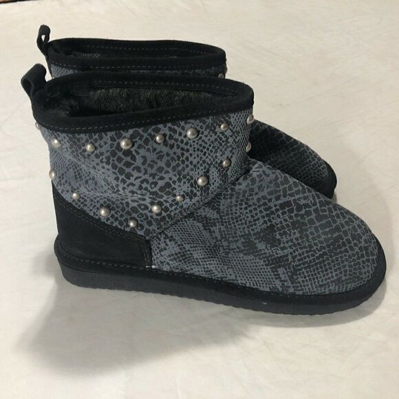 Victoria's Secret PINK Snakeskin Print Ankle Boot Fur Lined 7/8 M - Picture 4 of 8